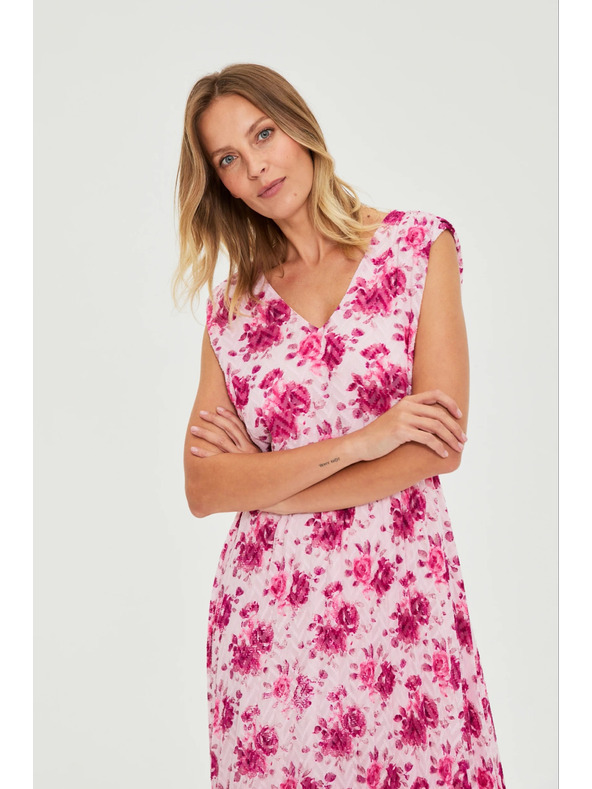 Moodo Obleka midi s cvetjem rožnata Moodo