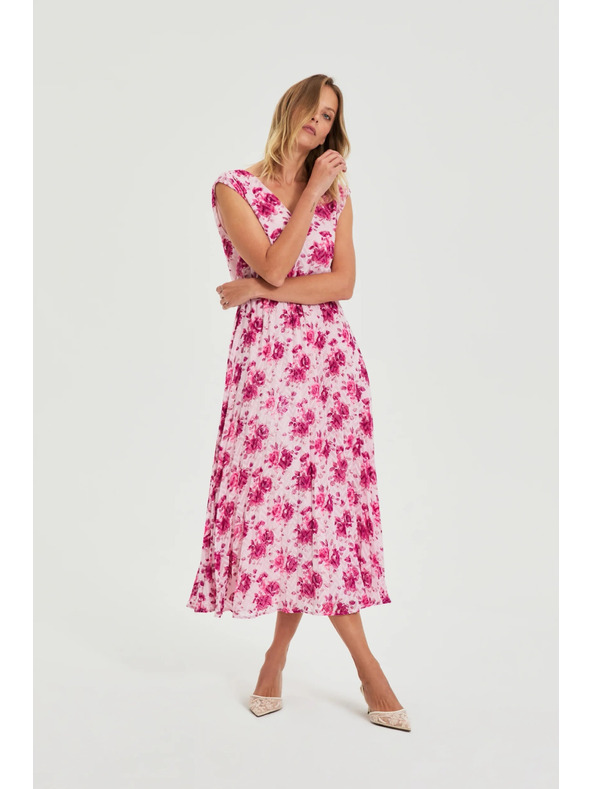 Moodo Obleka midi s cvetjem rožnata Moodo