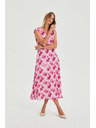 Moodo Obleka midi s cvetjem rožnata Moodo