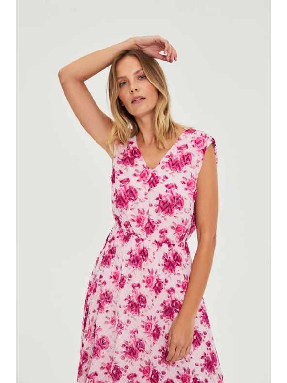 Moodo Obleka midi s cvetjem rožnata Moodo