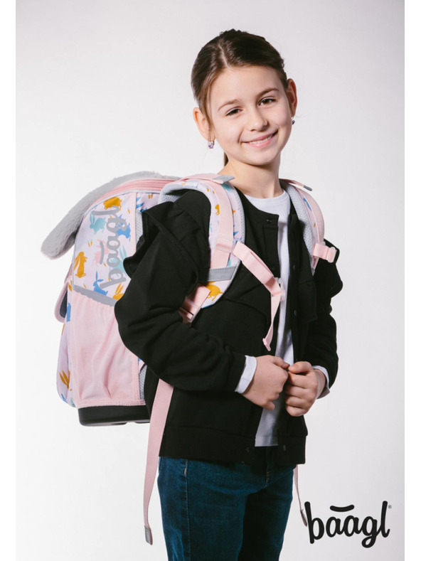 BAAGL  BAAGL SET 5 Zippy Bunny: aktovka, peresnik, vrečka, predpasnik, denarnica