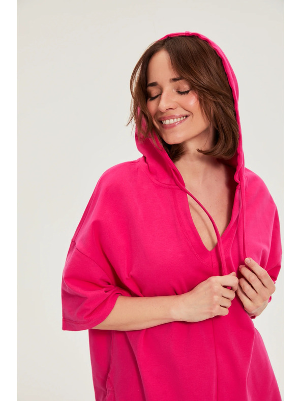 Moodo Pulover s kapuco in kratkimi rokavi vijolična Moodo