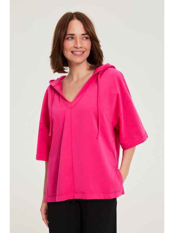 Moodo Pulover s kapuco in kratkimi rokavi vijolična Moodo