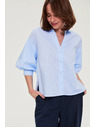 Moodo Črtasto srajco z bufastimi rokavi svetlo modra Moodo