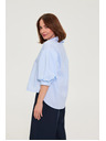 Moodo Črtasto srajco z bufastimi rokavi svetlo modra Moodo