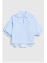 Moodo Črtasto srajco z bufastimi rokavi svetlo modra Moodo
