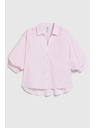 Moodo Črtasto srajco z bufastimi rokavi roza Moodo