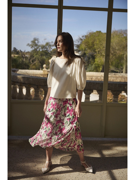 Moodo Vzorčnata midi krilo bež Moodo