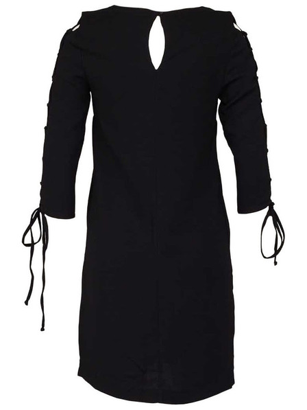 CAMAIEU Črne obleke s čipkastimi rokavi