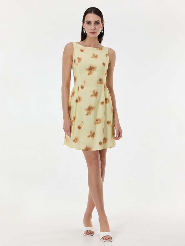 Orsay Rumena vzorčasta ženska obleka brez rokavov ORSAY