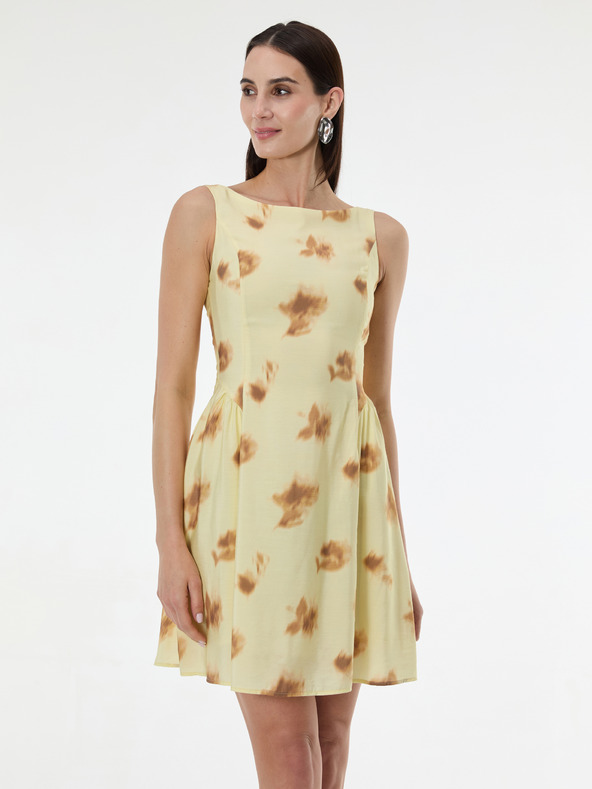 Orsay Rumena vzorčasta ženska obleka brez rokavov ORSAY