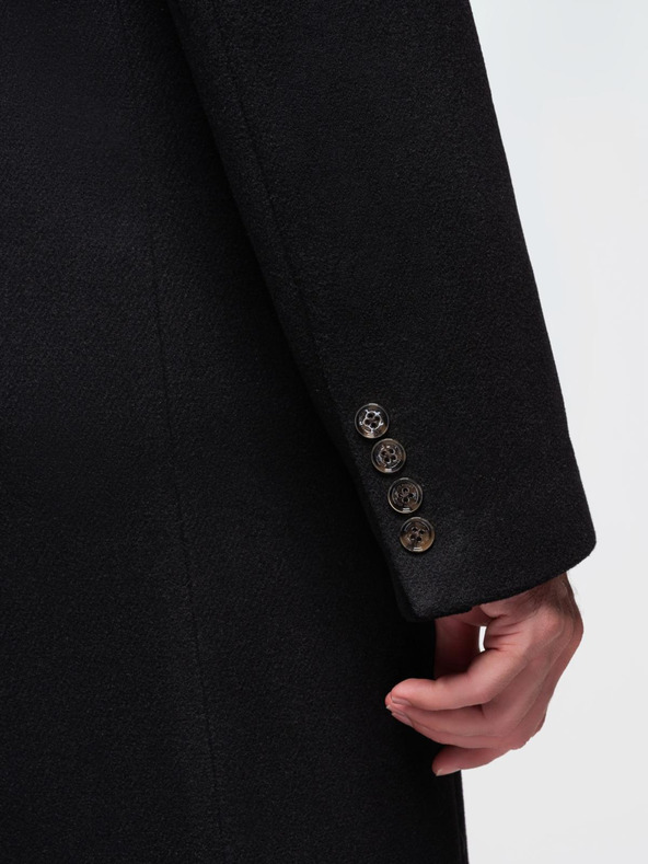 Ombre Clothing Moški volneni dvovrstni plašč - črn V2 OM-COWC-0133 Ombre Clothing