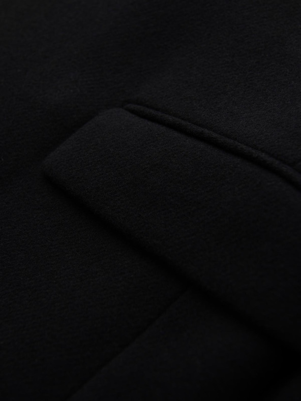 Ombre Clothing Moški volneni dvovrstni plašč - črn V2 OM-COWC-0133 Ombre Clothing