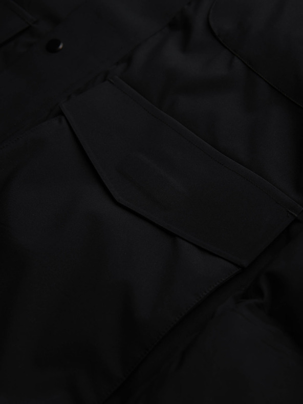 Ombre Clothing Moška zimska jakna z nepremočljive tkanine s snemljivo kapuco - črna V3 OM-JAHP-0306 Ombre Clothing