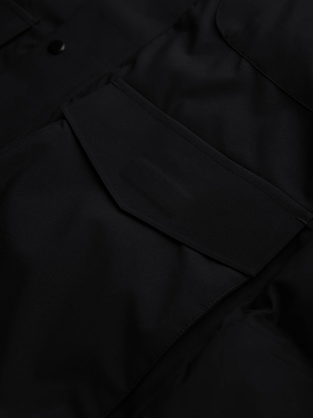 Ombre Clothing Moška zimska jakna z nepremočljive tkanine s snemljivo kapuco - črna V3 OM-JAHP-0306 Ombre Clothing