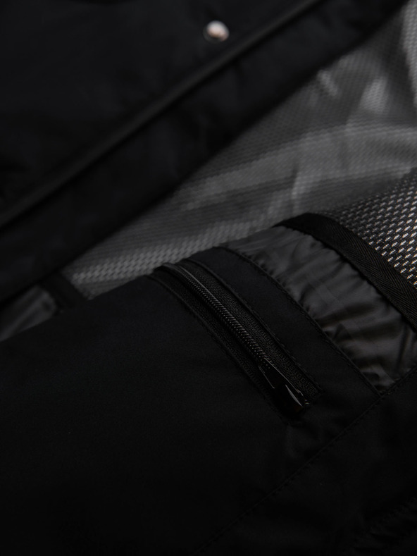 Ombre Clothing Moška zimska jakna z nepremočljive tkanine s snemljivo kapuco - črna V3 OM-JAHP-0306 Ombre Clothing