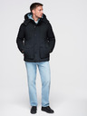 Ombre Clothing Moška zimska jakna z nepremočljive tkanine s snemljivo kapuco - črna V3 OM-JAHP-0306 Ombre Clothing