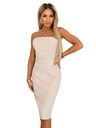 numoco Korzetne oblikovane midi obleke s pasom - bež