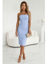 numoco Korzetnina obleka v slogu midi s pasom - svetlo modra