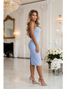 numoco Korzetnina obleka v slogu midi s pasom - svetlo modra