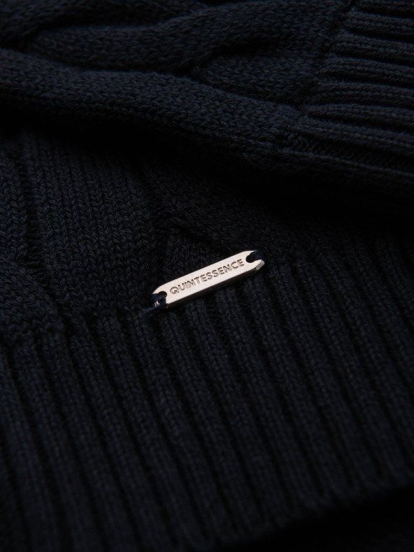 Ombre Clothing Moški karirani pleteni pulover z zadrgo - črn V2 OM-SWZS-0138 Ombre Clothing