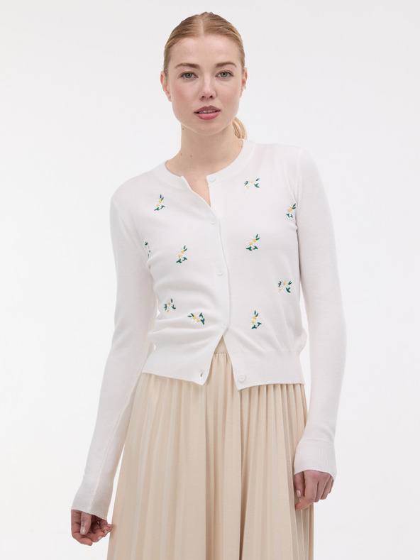 Orsay Kremni ženski kardigan z vezenino ORSAY