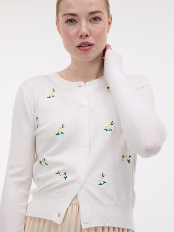 Orsay Kremni ženski kardigan z vezenino ORSAY