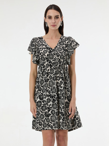 Orsay Črna ženska vzorčasta obleka do kolen ORSAY