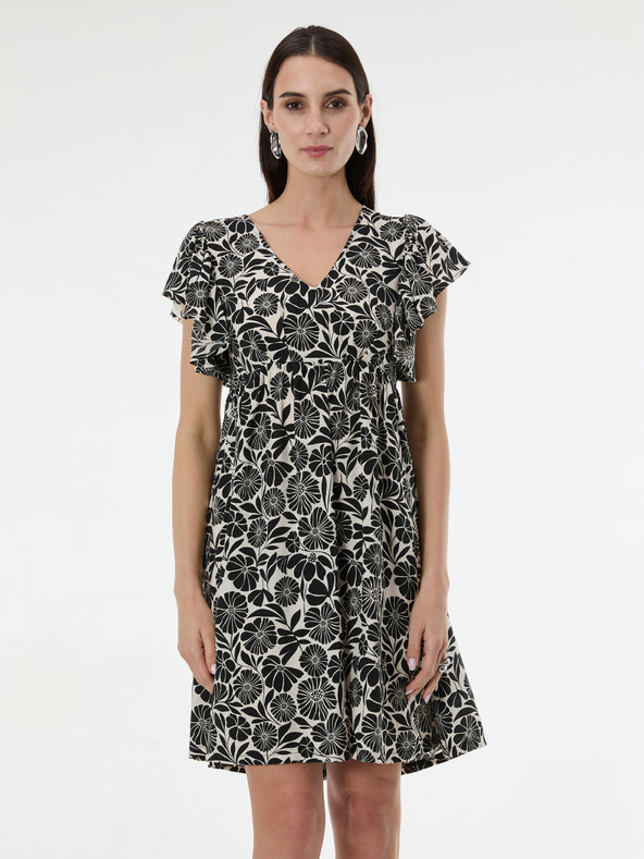 Orsay Črna ženska vzorčasta obleka do kolen ORSAY