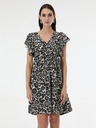 Orsay Črna ženska vzorčasta obleka do kolen ORSAY