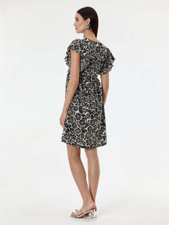 Orsay Črna ženska vzorčasta obleka do kolen ORSAY