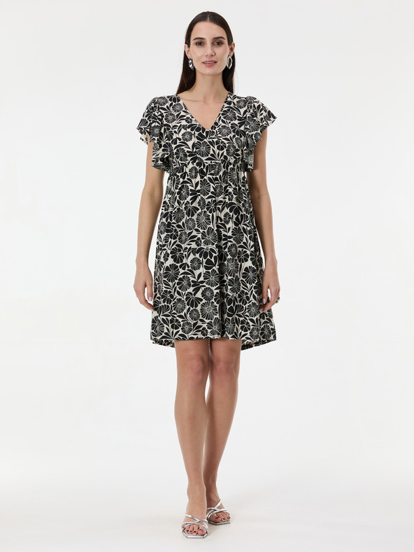 Orsay Črna ženska vzorčasta obleka do kolen ORSAY