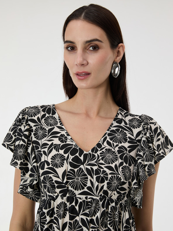 Orsay Črna ženska vzorčasta obleka do kolen ORSAY