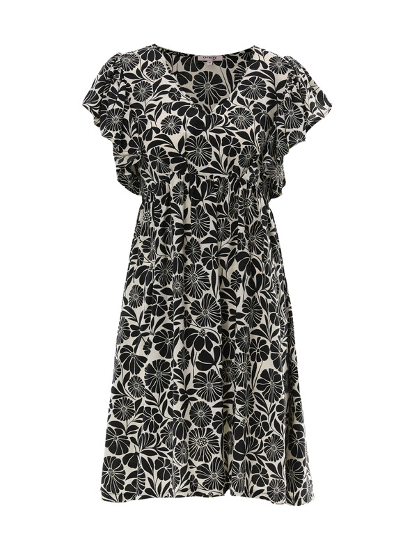 Orsay Črna ženska vzorčasta obleka do kolen ORSAY