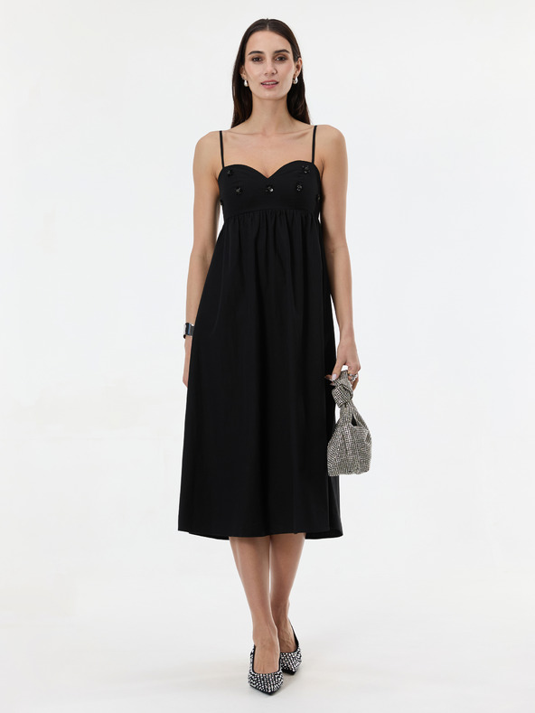 Orsay Črna ženska midi obleka z aplikacijo ORSAY