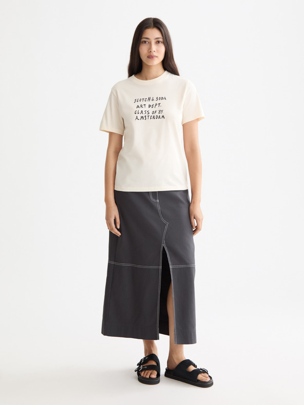 Scotch & Soda Zenska kremasta majica z napisom