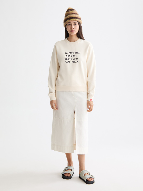 Scotch & Soda Zenska kremasta pulover z napisom