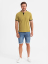 Ombre Clothing Moške prosto časne majice s izrezom henley in kontrastnim robom - olivna barva V11 OM-TSCT-0156 Ombre Clothing