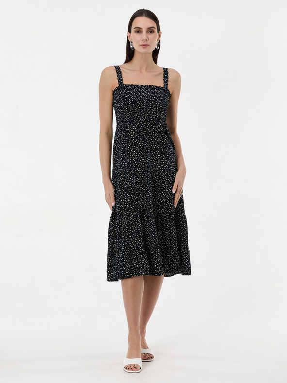 Orsay Črna pikčasta ženska midi obleka ORSAY