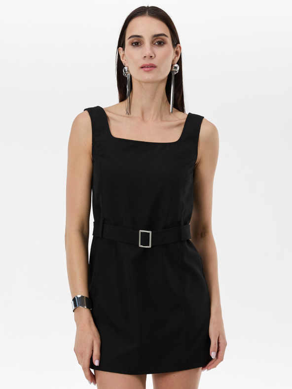 Orsay Črna ženska obleka s pasom ORSAY