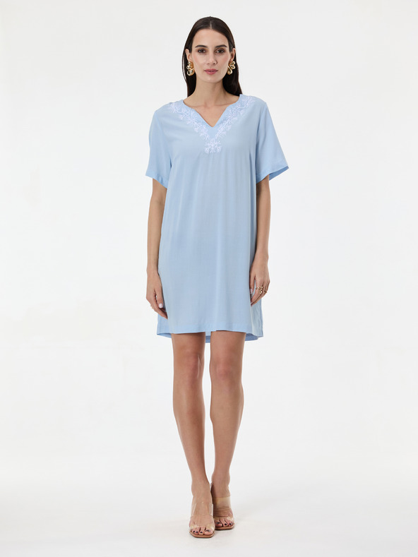 Orsay Svetlo modra ženska obleka do kolen ORSAY