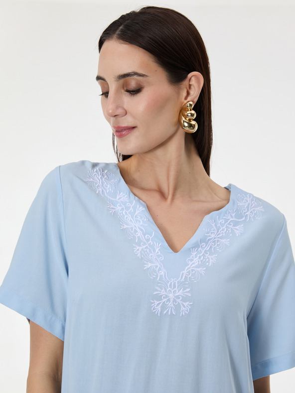 Orsay Svetlo modra ženska obleka do kolen ORSAY