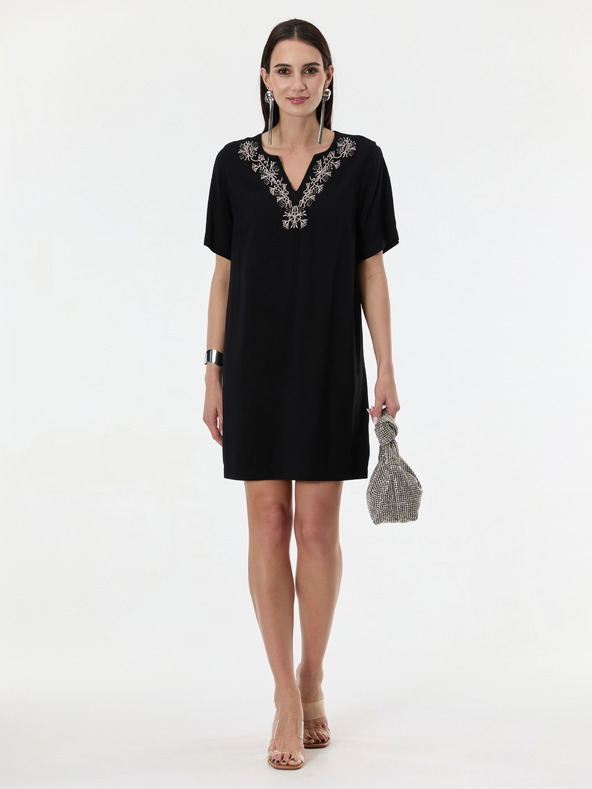 Orsay Črna ženska obleka do kolen ORSAY