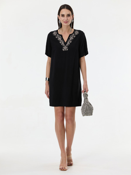 Orsay Črna ženska obleka do kolen ORSAY