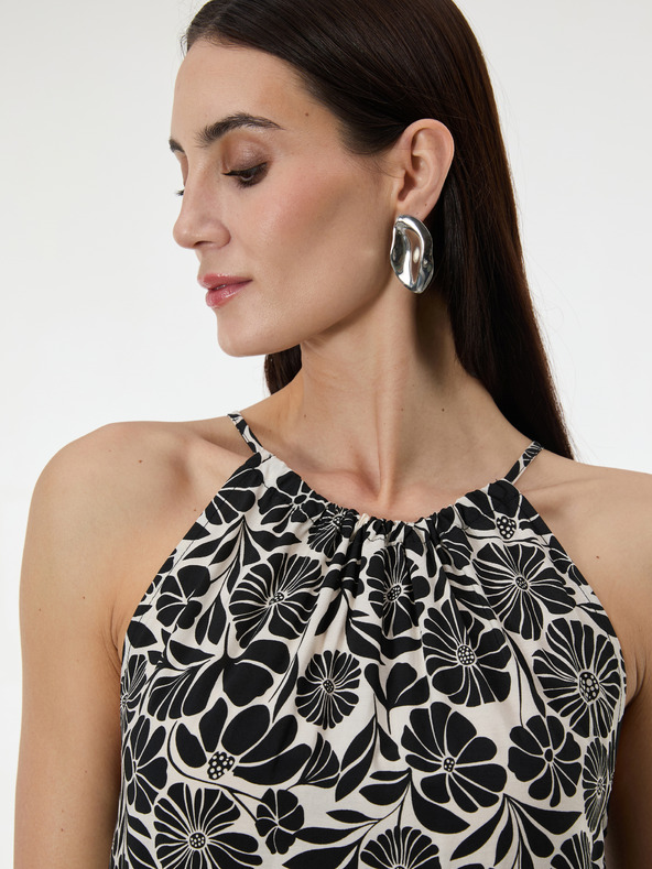 Orsay Črna ženska vzorčasta obleka do kolen ORSAY