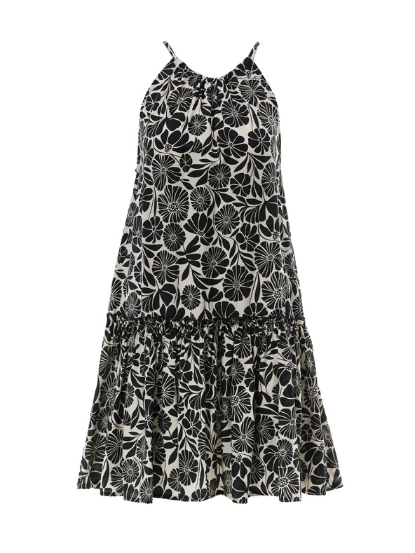 Orsay Črna ženska vzorčasta obleka do kolen ORSAY