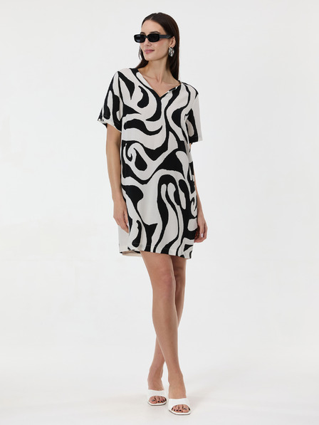 Orsay Črna ženska vzorčasta obleka do kolen ORSAY