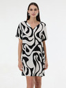 Orsay Črna ženska vzorčasta obleka do kolen ORSAY