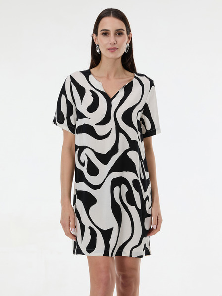 Orsay Črna ženska vzorčasta obleka do kolen ORSAY