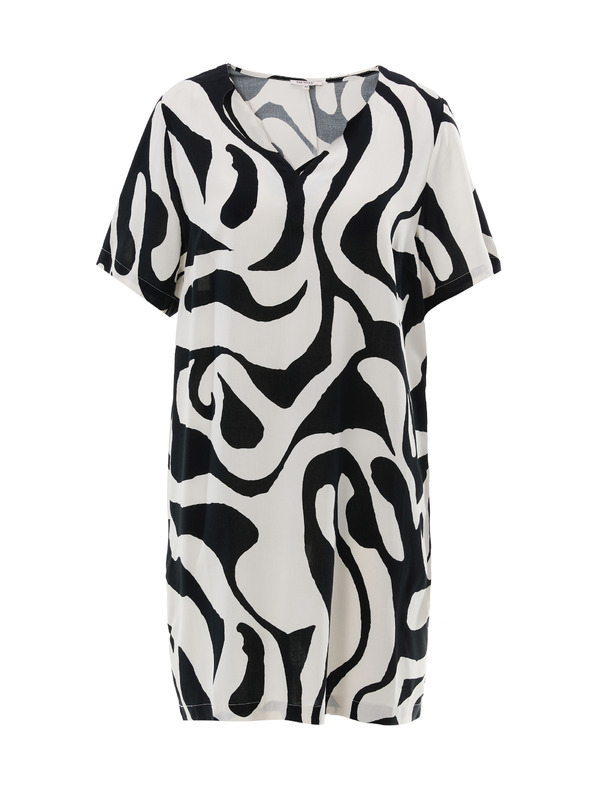 Orsay Črna ženska vzorčasta obleka do kolen ORSAY